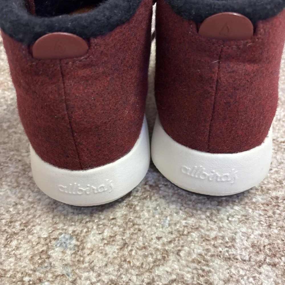 Allbirds Women's Wool Runner Up Mizzle‎ Fluff High Top Sneakers Shoes sz 9 Wine
